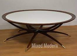 Ink+ivy triangle wood coffee accent tables, see below, brown. Danish Spider Leg Round Coffee Table Mid Century Modern White Walnut Ebay