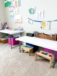 Folding Tables As Kid S Art Desks In 2020 Small Space Organization Space Organizer Kids Room Organization
