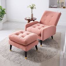 mid century blue velvet upholstered lounge chair with ottoman botton tufted chair with adjustable back mid century modern lounge chairs pink velvet chair tufted chair