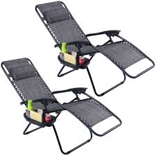 Zero gravity lounge chair recliners. Set Of 2 Grey Folding Outdoor Zero Gravity Lounge Chair Recliner Fastfurnishings Com