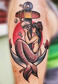 An anchor tattoo meaning is a little contradicting here. Anchor Tattoo Mermaid Sleeve Tattoos Nautical Tattoo Mermaid Sleeve Tattoo