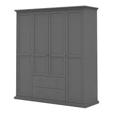 Paris Grey Wardrobe With 4 Doors And 2 Drawers Chesterfield Ashgate Furniture Co