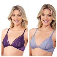 Details About New Lily Of France Bra 34a Lace Triangle Cup Bralette 2175001 Purple Unlined