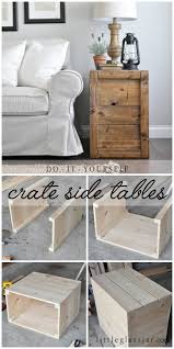 Crate and pipe end table Crate Side Tables Little Glass Jar