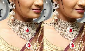 Indian Jewellery Designs Malabar Diamond Necklace And Step Jhumkas Gold Bangles Design Gold Jewellery Design Indian Jewelry