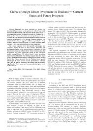 Pdf China S Foreign Direct Investment In Thailand Current Ijtef Vol 5 No 4 August 2014