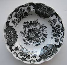 Black And White Floral Dinnerware Vintage Black English Transferware Plate Roses Birds Asiatic Pheasants Transferware Plate Transferware Plates