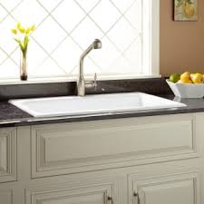 (19) — write a review. Signature Hardware 406270 White Frattina 36 Drop In Single Basin Cast Iron Kitchen Sink With 1 Faucet Hole Faucet Com