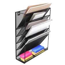 Explore 72 listings for stainless steel kitchen shelves at best prices. Wall Mount File Organizer Holder 5 Pocket Metal Mesh Hanging Folder Magazine Mail Rack For Office Home Study Room Black Walmart Com Walmart Com
