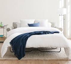 This sleeper sofa has linen blend upholstery and back and seat foam fill for. Cameron Roll Arm Upholstered Sleeper Sofa With Memory Foam Mattress Pottery Barn