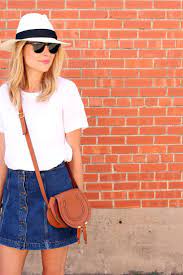 Fashion Jackson Madewell Panama Hat Topshop Denim Skirt White Shirt Chloe Tan Marcie Bag Outfits With Hats Fashion Fashion Jackson