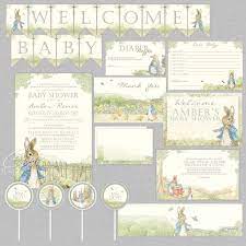 Peter Rabbit Diy Printable Baby Shower Package Rabbit Baby Shower Invitations Baby Shower Party Favors Boy Rabbit Baby Shower