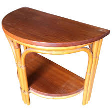 Accent your living room with a coffee, console, sofa or end table. Restored Half Round Rattan Side Table With Mahogany Top For Sale At 1stdibs