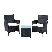 Ebs 3 Piece Rattan Outdoor Garden Furniture Patio Set Clearance Sale Coffee Table 2 Chairs White Patio Furnishings Black Patio Furniture Wicker Patio Furniture