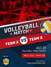 Templat brosur gratis bola voli dengan desain kreatif dan layout profesional, dibuat dalam format microsoft word dan adobe illustrator, siap untuk diunduh dan dicetak templat brosur 01862 Volleyball Match Game Poster Flyer Template Postermywall