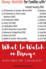 What To Watch On Disney With Free Pdf Checklists In 2020 Kids Adventure Movies Disney Plus Disney Movie Rewards Codes