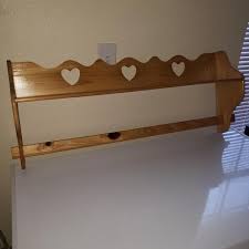 Handmade wall mounted quilt rack & shelf: Find More Wooden Shelf With Quilt Rack Heart Cut Outs 32 Long 13 5 Wide Euc For Sale At Up To 90 Off