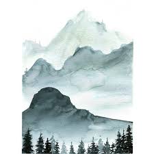 Monochromatic Mountainscape Art Paint Kit Monochromatic Art Watercolor Mountains Art