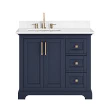 Paxton 37 In Navy Vanity With Engineered Top Custom Bathroom Vanity Basement Bathroom Design Blue Bathroom Vanity