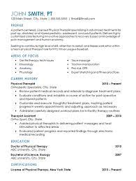 Physical Therapy Resume Example Sports