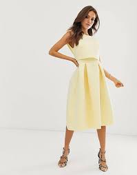 Reso facile e gratuito, pagamenti sicuri e consegna in 48 h! Asos Design Vestito Midi Da Cerimonia Risvoltato Sul Retro Con Top Corto Asos