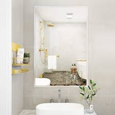 Framelss bathroom mirrors have a sleek and seamless look that coordinates with any room design. Pexfix 24 X36 Frameless Rectangle Wall Mounted Mirror With Beveled Polished Edge Rectangular Bathroom Mirror Vanity Mirror Wall Mirrors Hang Horizontally Vertically Buy Online In Bahamas At Bahamas Desertcart Com Productid 146497818