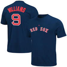 details about ted williams 9 boston red sox t shirt cooperstown jersey style navy majestic