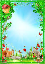Green Nature Psd Frame For Photos Of Kids Or Family Colorful Borders Design Boarder Designs Boarders And Frames