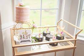 Modern Garden Baby Shower Bar Cart Via Pretty My Party Garden Baby Showers Pink Baby Shower Baby Shower