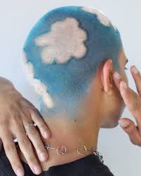 Failed School Cos My Head Was In The Clouds Cloud Boilersuit Is Back In Stock Link In Bio Created Shaved Hair Designs Hair Designs Shaved Head Designs