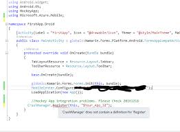 Check register apps iphone check registers for checkbook check register app android check register form check register templates. Xamarin Forms Hockey App Error Crashmanager Register Stack Overflow