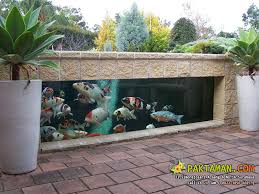 Kolam Ikan Minimalis Outdoor Bergaya Akuarium Rendah