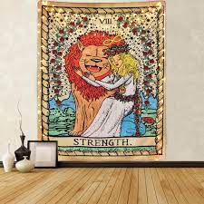 They present the senses in a mille fleurs tapestry background, plus the enigmatic a mon seul desir tapestry. Tarot Tapestry The Strength Tarot Cards Tapestry Brave Girl With Lions Satisfying Medieval Europe Fortune Tarot Tapestry For Room Amazon De Home Kitchen