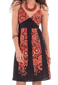 Patterns > phildar > phildar no. Robe Courte A Fines Bretelles Ethnique Et Imprimee Heiley Noire