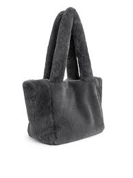 Faux Fur Tote Bag Grey Arket In 2022 Tote Bag Grey Bags Bags