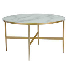 Table Basse Ronde Alaska Effet Marbre Et Laiton 80 Cm
