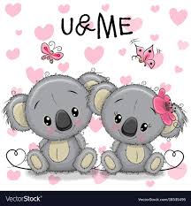 Two Koalas On A Hearts Background Vector Image On Vectorstock Koala Illustration Koalas Baby Koala