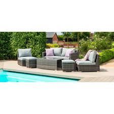 The solid wood frame provides a quality chair while the linen inspired polyester fabric makes. Maze Rattan Seville Sofa Set Grey