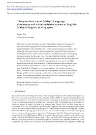 Earlier we ordered a cup of tea. Pdf But You Don T Sound Malay Language Dominance And Variation In The Accents Of English Malay Bilinguals In Singapore Jasper H Sim Academia Edu