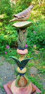 Occidental Pottery And Wood Garden Totems Garden Totems Totem Pottery Sculpture