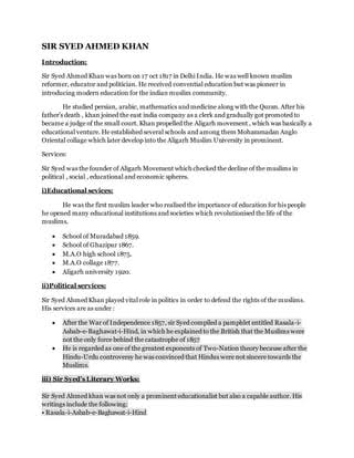 Sir syed ahmed khan | DOCX