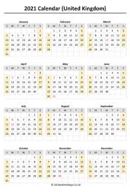 Free download printable yearly calendar 2021 ai vector print template, place for photo, company logo or graphics. 2021 Printable Calendar Templates For United Kingdom Uk Bankholidays Co Uk