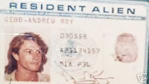Citizenship and immigration services (uscis). Andy Gibb Resident Alien Card Personally Owned 24084295