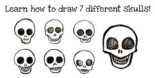 2) from the middle of the rectangle, draw one vertical and one horizontal line equally dividing the shape. How To Draw Skulls Easy Step By Step Instructions For Drawing Seven Different Skulls Art Is Fun