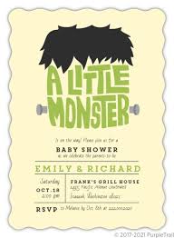 Saisonale partydeko für weihnachten, silvester, karneval, sommerpartys & co. Green Little Monster Halloween Baby Shower Invitation Couples Baby Shower Invitations