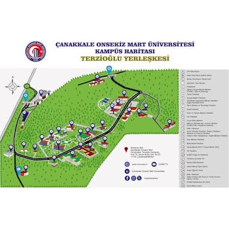 Çanakkale Onsekiz Mart Üniversitesi Kampüs Haritası / Terzioğlu Yerleşkesi  📍 Barbaros Mahallesi, Çanakkale Onsekiz Mart Üniversitesi, Terzioğlu  Kampüsü, Prof. Dr. Sevim Buluç Sokak, No:20 17100 Çanakkale/Merkez #ÇOMÜ  #HepBirlikteDahaİleri 🎯
