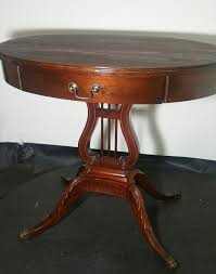 Antique Mersman 7211 Oval Drum Harp Table With Drawer Claw Feet Duncanphyfe Mersman Antique Table Table Home Decor