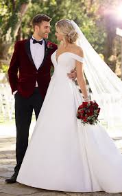 I am so happy to share this tutorial on how to make this simple wear.i hope you guys enjoy this tutorial. Classic Satin Ballgown With Pockets And Off The Shoulder Sleeves Essense Of Australia Wedding Dresses