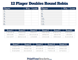 Printable 12 Player Switch Doubles Round Robin Tournament