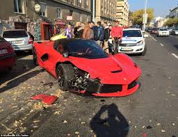 Cristiano ronaldo has escaped unhurt after crashing his ferrari sports car into a roadside barrier in a tunnel near manchester airport. Video Shows Laferrari Crash In Budapest After Leaving Hungary Dealership Daily Mail Online